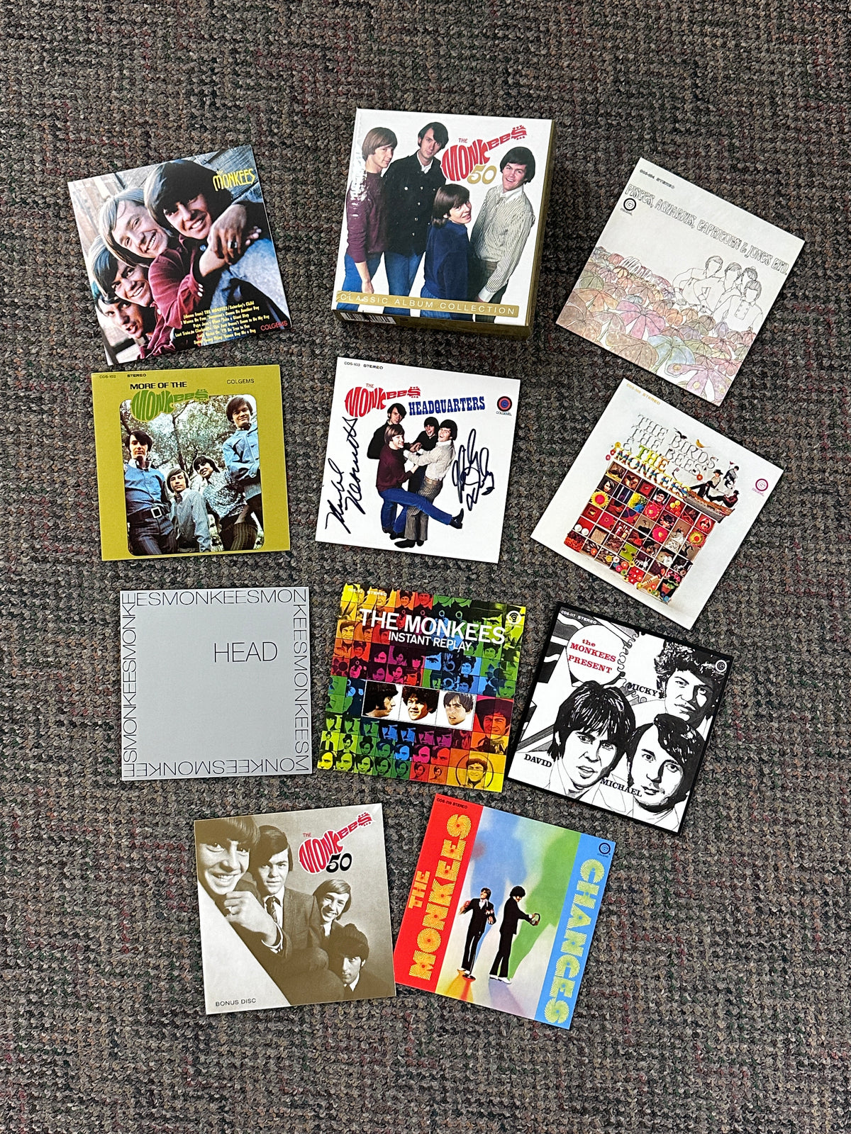 The Monkees 50 - 10 CD Classic Album Collection signed on Headquarters cover by Michael Nesmith & Micky Dolenz