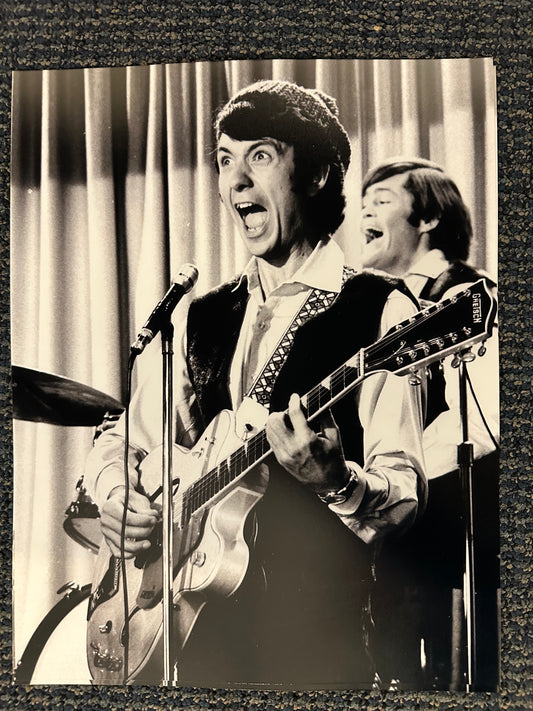 11x14 Monkees Photo Print: 1966 Mike (with Gretsch guitar) & Micky in B&W