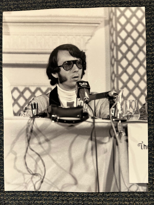 11x14 Monkees Photo Print: 1967 Mike with NBC mic at press conference B&W