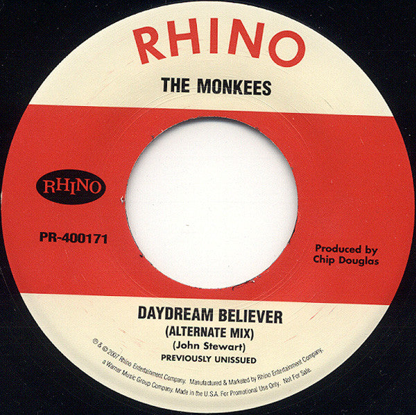 The Monkees Vinyl 7" Single - "Daydream Believer (Alternate Mix)" b/w "Sally (1967 Outtake)"