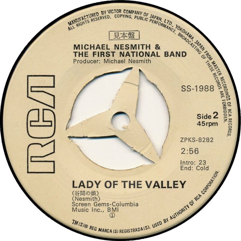 Michael Nesmith And The First National Band Japanese White Label Promo: Silver Moon/Lady Of The Valley