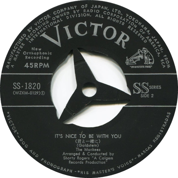 Monkees Japanese Vinyl 7" 45rpm Single: D. W. Washburn/It's Nice To Be With You