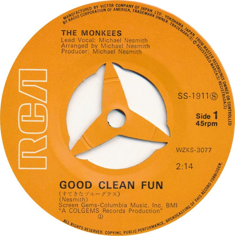 Monkees Japanese Vinyl 7" 45rpm Single: Good Clean Fun/Mommy And Daddy