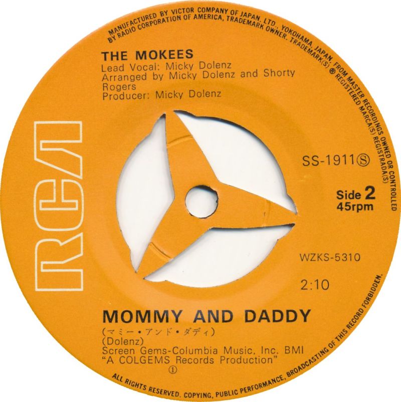 Monkees Japanese Vinyl 7" 45rpm Single: Good Clean Fun/Mommy And Daddy
